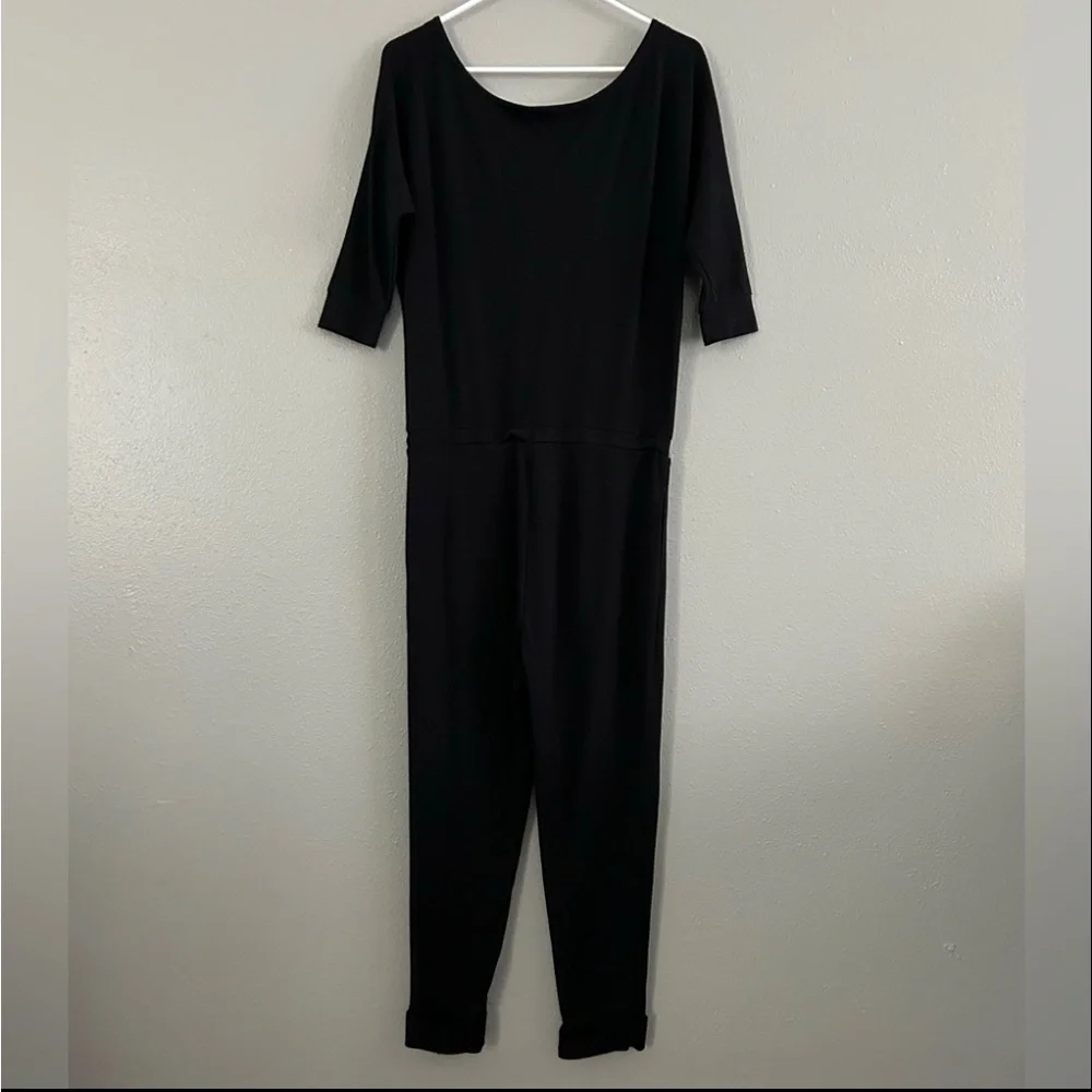 Bebe Black Silver Rhinestone Bling Spellout Logo Jumpsuit Size XS Y2K - Picture 6 of 10